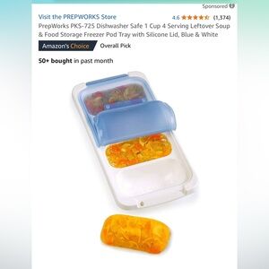 Prep works  freezer portion pods 1 cup - 4 portions 1 cup each